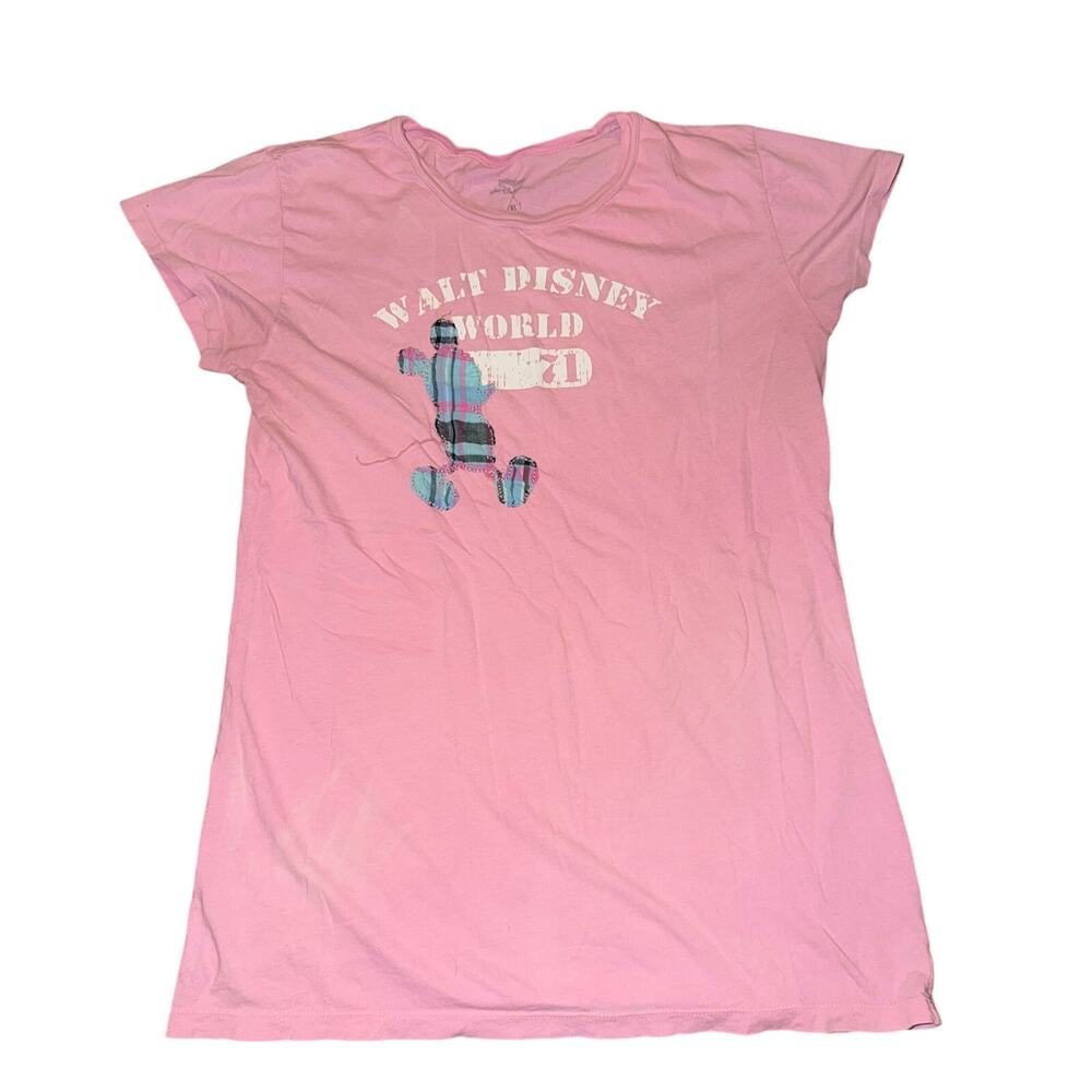 Walt Disney World Mickey Mouse Short Sleeve Shirt Women's Size XL Pink Patchwork